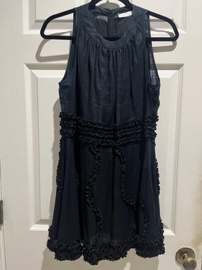 Anne Fontaine Black Sleeveless Ruffle-Trim Dress